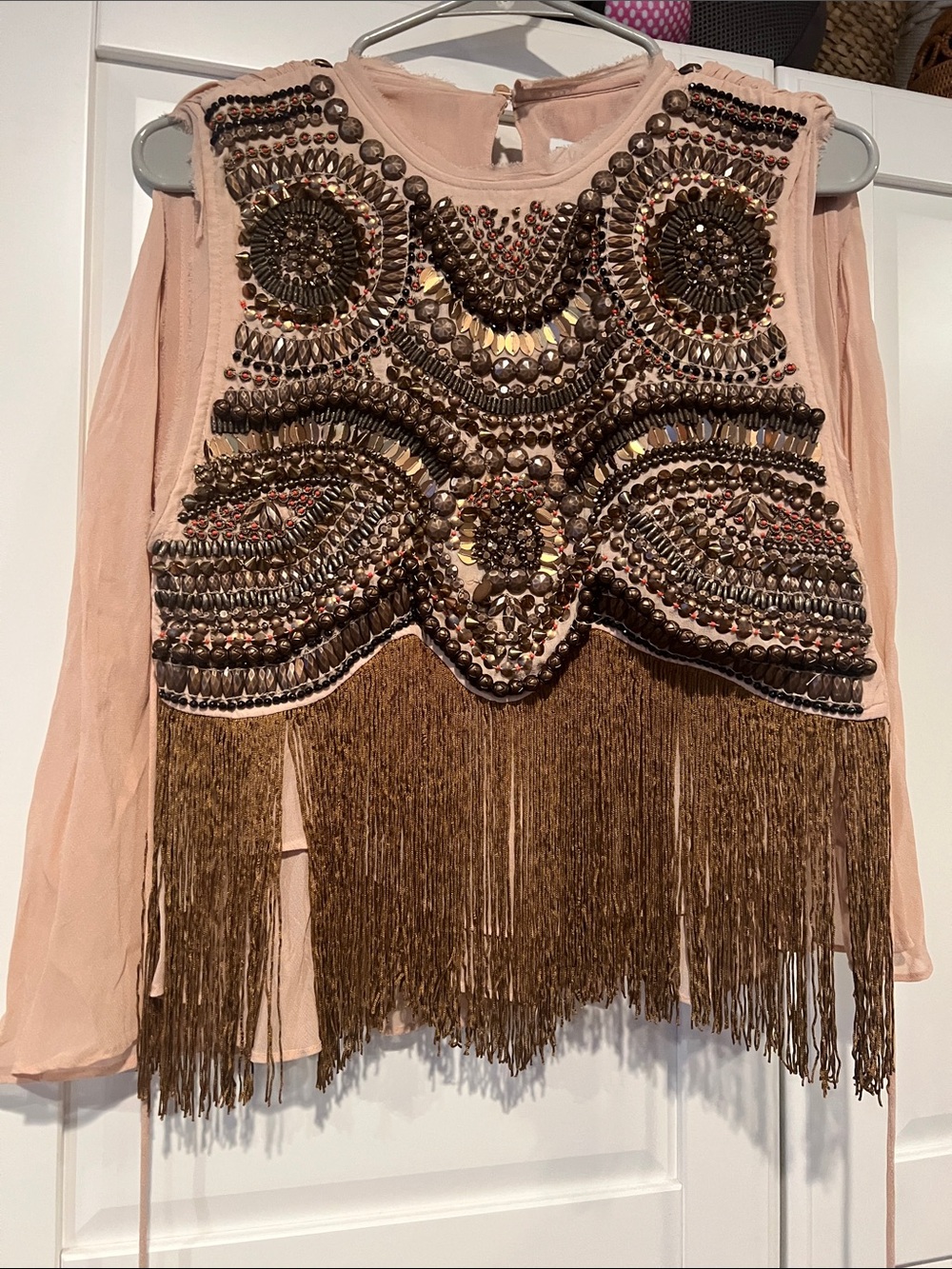 Beaded Fringe Embellished Sleeveless Top